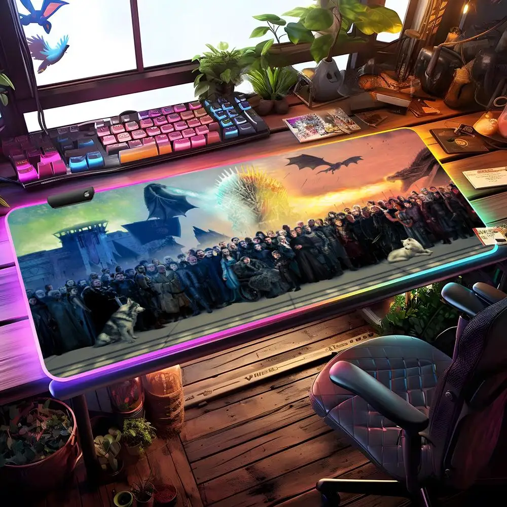 

Коврик для мыши Hot TV Game Of Thrones, игровой коврик для мыши с RGB-подсветкой, настольный коврик HD для геймеров, большой коврик для мыши с LED-подсветкой XXL