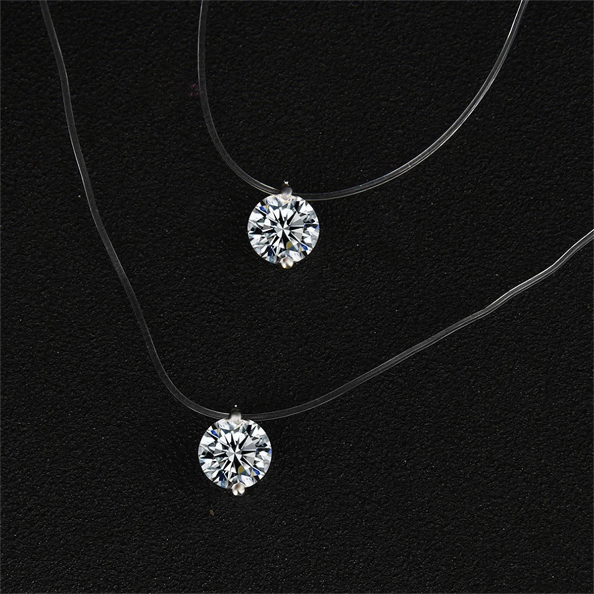 Mode Glänzende Kristall Halskette Für Frauen Weibliche Transparente Angelschnur Runde Zirkon Halsband Minimalistischen Schlüsselbein Kette Schmuck – Detail 6