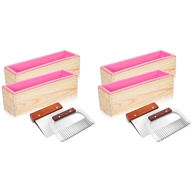 

Набор из 8 прямоугольных форм для мыла YANA50I с резаками - гибкие силиконовые формы для мыла объемом 42 унции с деревянным ящиком