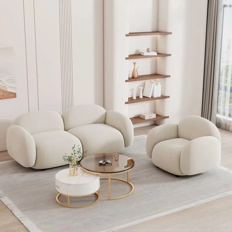Sofa Bedroom Living Room Modern Cream Style Double Reception Fabric Foldable