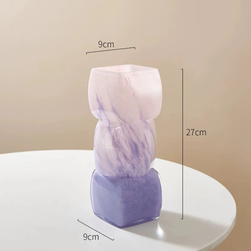 Gradient Two-Tone Glazed Glass Vases Hydroponic Fortune Art Ornament Premium Light Luxury Decor for Living Room Home Side Table
