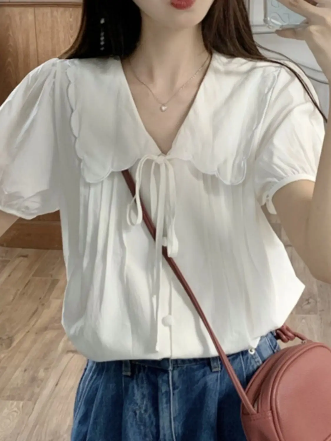 Small Niche Shirt Summer Chic New Design Short Sleeved Korean Style Fashionable Loose French Top Small Stature