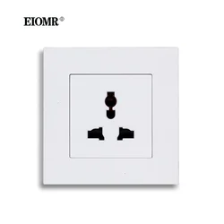 EIOMR Wall Power Universal International 3 Hole Socket AC 110~250V 86mm*86mm Flame Retardant PC Panel EU Standard Socket