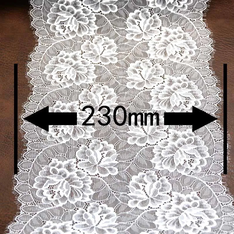 (3 meters) 230mm flower Stretch Lace Trims For Clothing Accessories Dress Sewing Applique Costume Handwork Lace Fabrics Ribbon