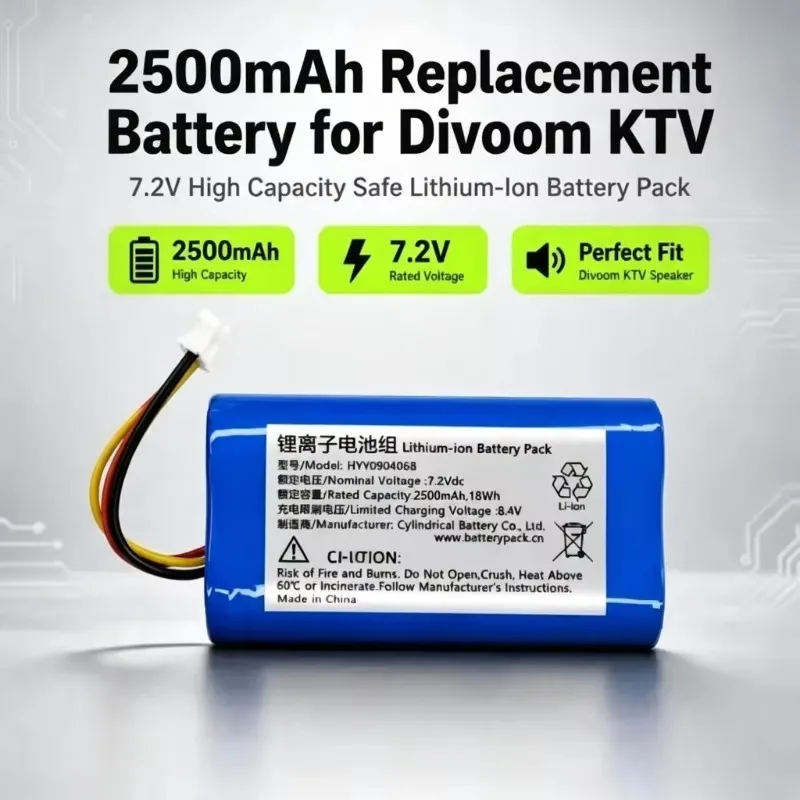 HYY0904068 7.2V 2500mAh 18Wh Replacement Li-ion Battery Pack for Divoom Pixel Bluetooth Speaker, Rechargeable Power Supply