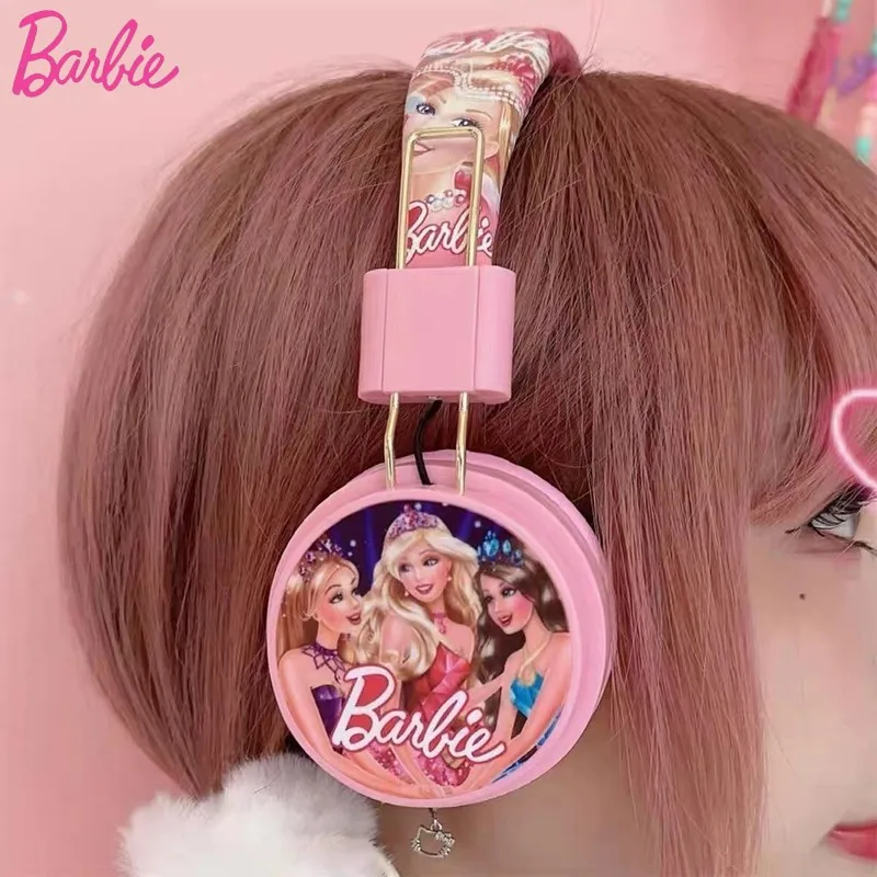 Miniso Barbie Wireless Bluetooth Headphone Y2k 3d Stereo Headset Ladies Head-mounted Bluetooth Music Headset Festival Present