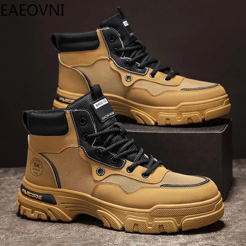 Men's Winter Boots Wear-resistant Anti-slip Leather Boot Man Warm Plush Lace-up Men Tooling Shoe Round Toe Water Proof Classic