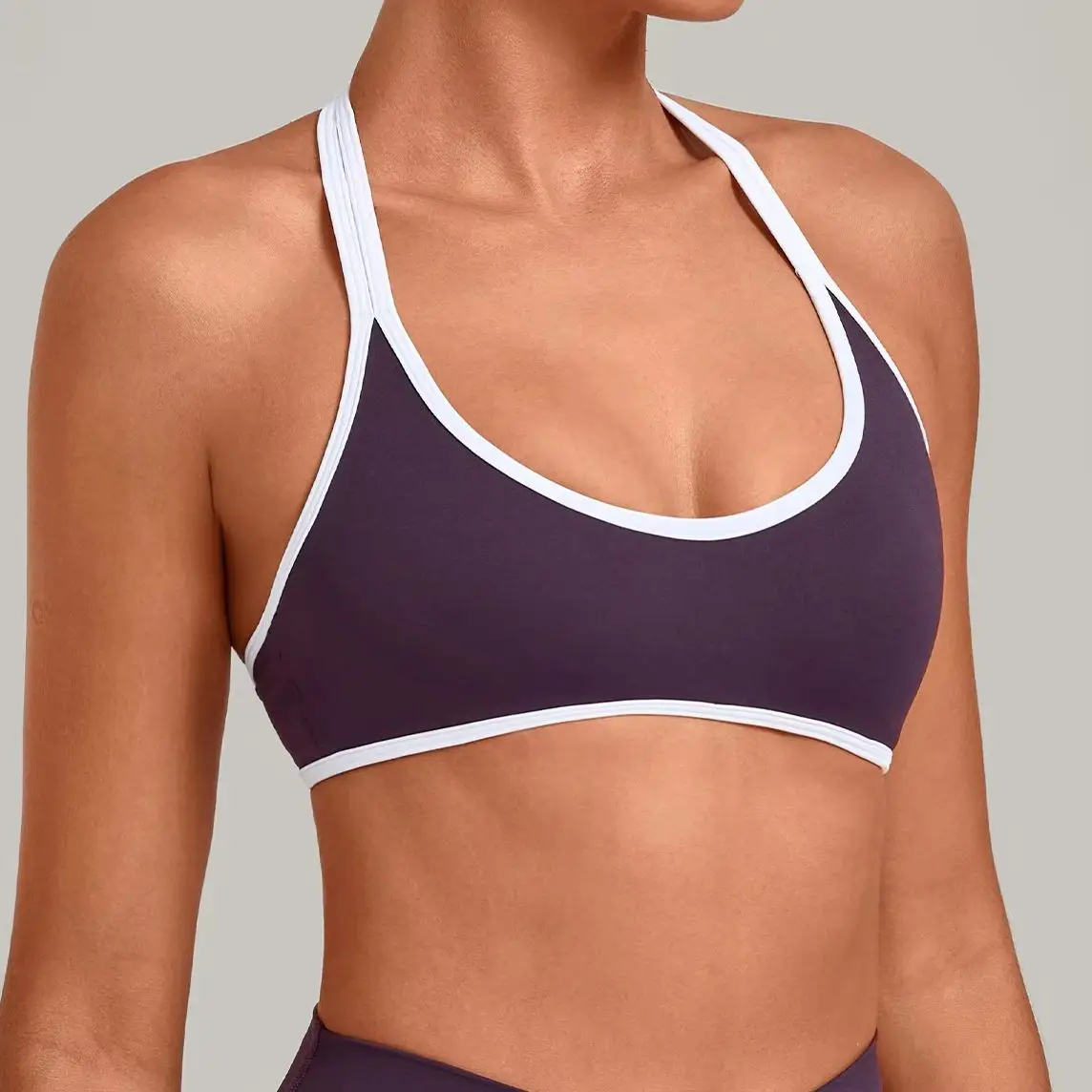 Contrasting Color Women Sport U-neck Fitness Bra Pilates Yoga Bra Gym Underwear Shockproof Running Quick-Dry Workout Bra Female