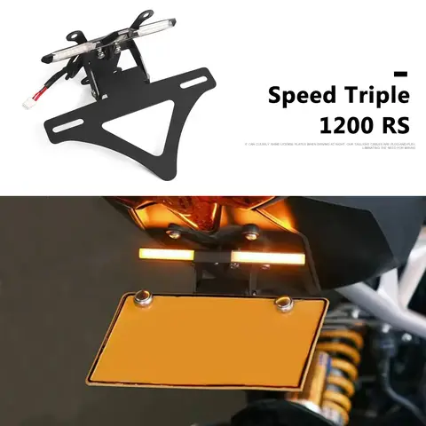 Motorcycle License Plate Holder LED Tail Tidy Rear Fender Eliminator LED Light For Speed Triple 1200 RS 1200RS 2021-2024 2023