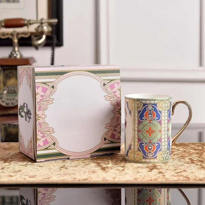 European Russian Flower Series Hard Porcelain Mug Premium Exquisite Tea Cup Coffee Cup Breakfast Cup Gift Box Home Office Set