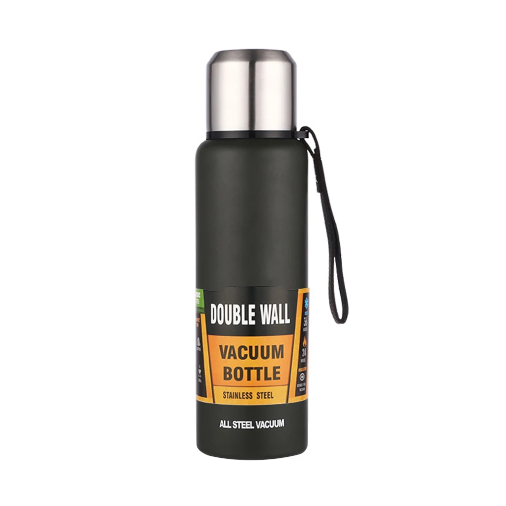 Vacuum Cup 304 Stainless Steel Insulation Water Flask Bottle Portable Sports Thermal Mug, Green, 500ml