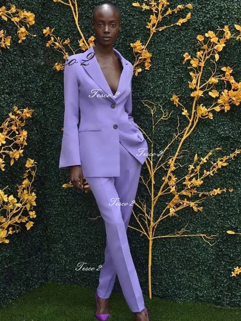 Women s Suit Elegant Purple Pant Sets For Wedding Party And Office Purple Suit For Spring