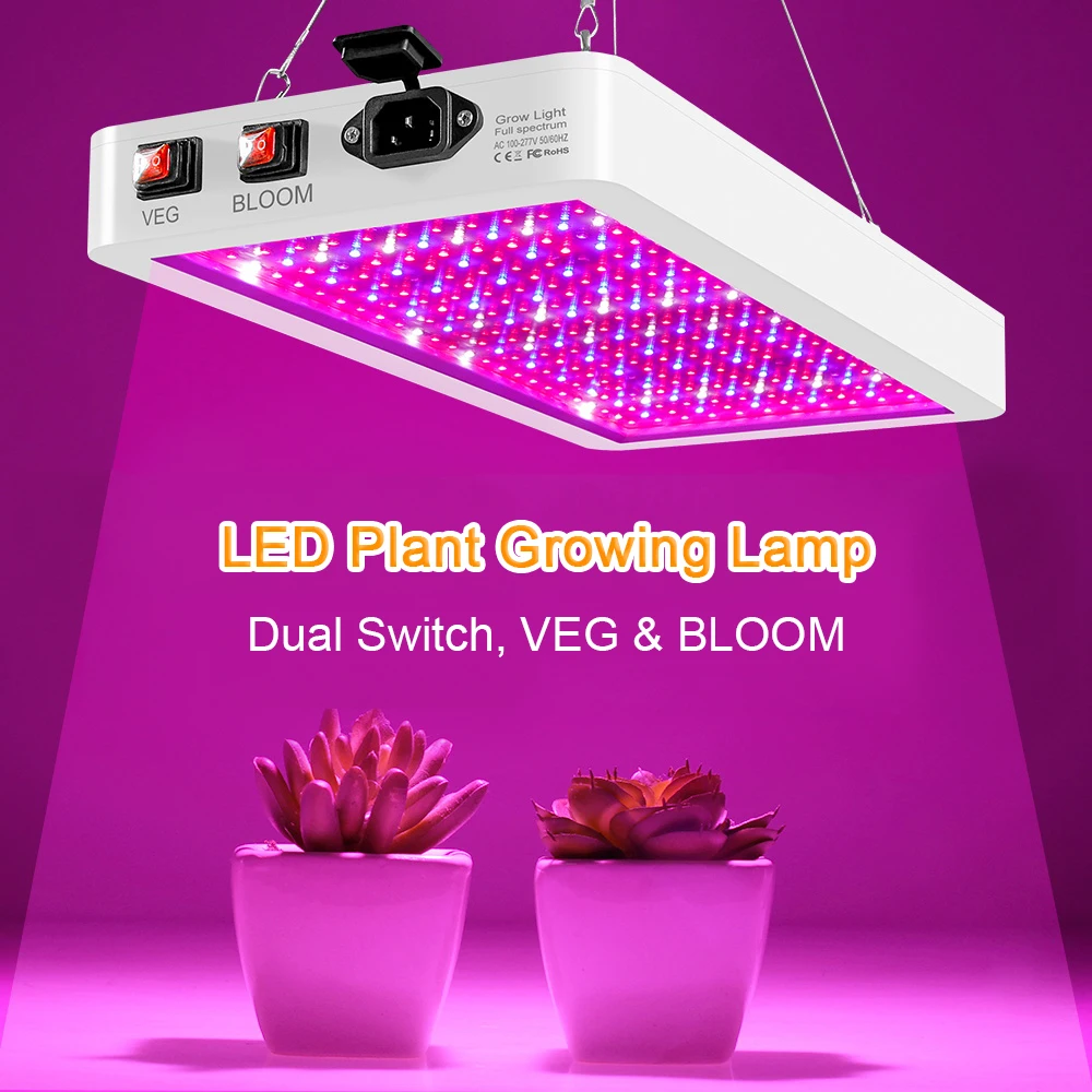 1000W LED Grow Light for Indoor Plants 216 /312 LEDs Full Spectrum Veg and Bloom Dual Switch Hanging Plant Growing Lamps