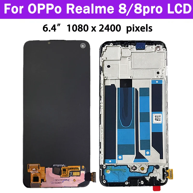 6,4 "Super AMOLED dla Oppo Realme 8 4G RMX3085 Wyświetlacz LCD + Panel dotykowy Digitizer dla RealMe8 Pro 8Pro Ekran LCD — zdjęcie produktu 3