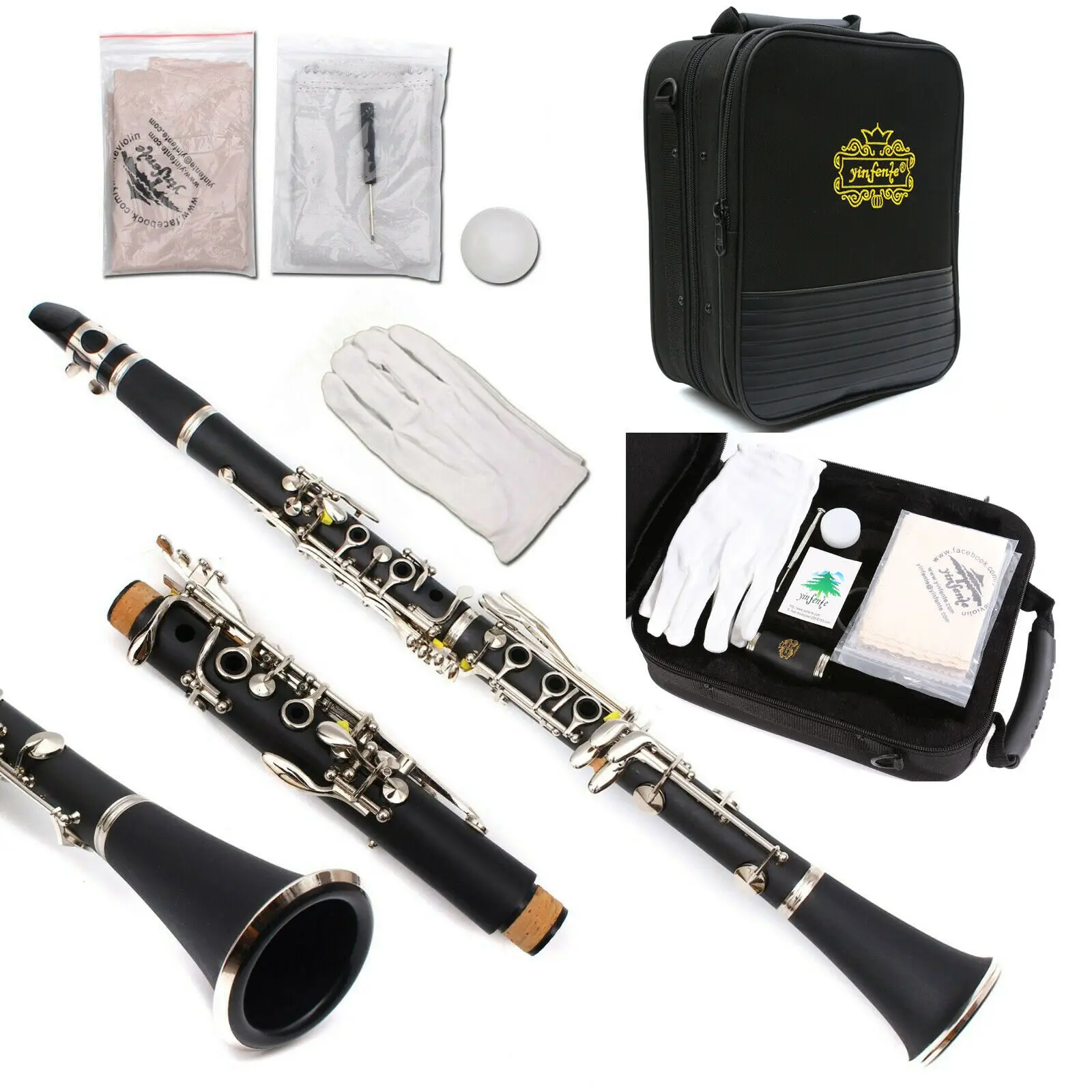 Professional Clarinet Bb key Ebonite Wood Nickel Plated Key Clarinet Case Parts