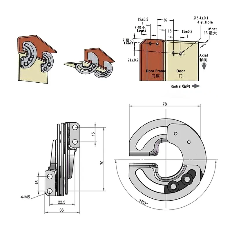 304 Stainless Steel or Galvanized Iron Hidden Sliding Hinge 180 Degree Limit Switch Hinge