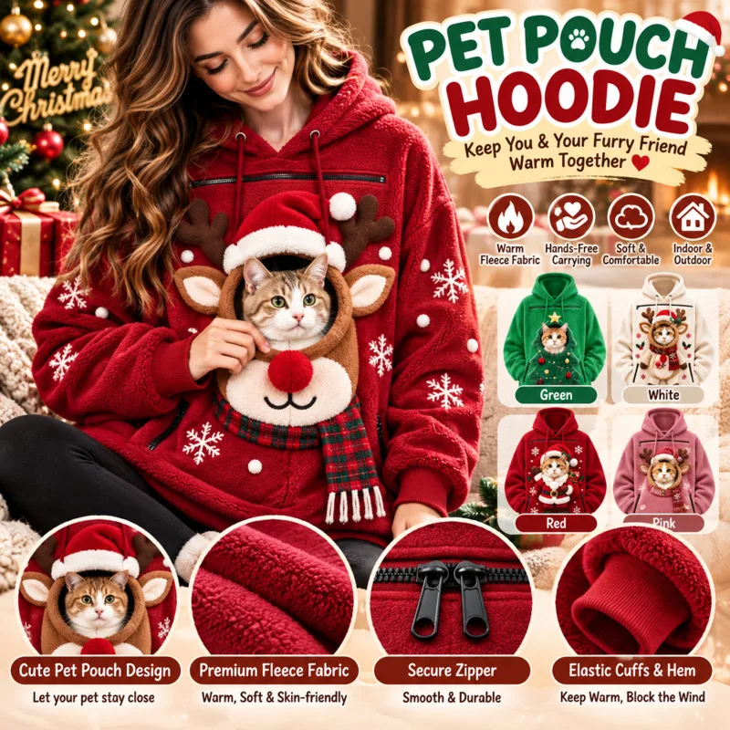 Pet Carrier Hoodie Humans, Warm Fleece Pullover Sweatshirt Pouch Pocket, Unisex Loose Casual Winter Dogs Cats Pet Lover Gift New