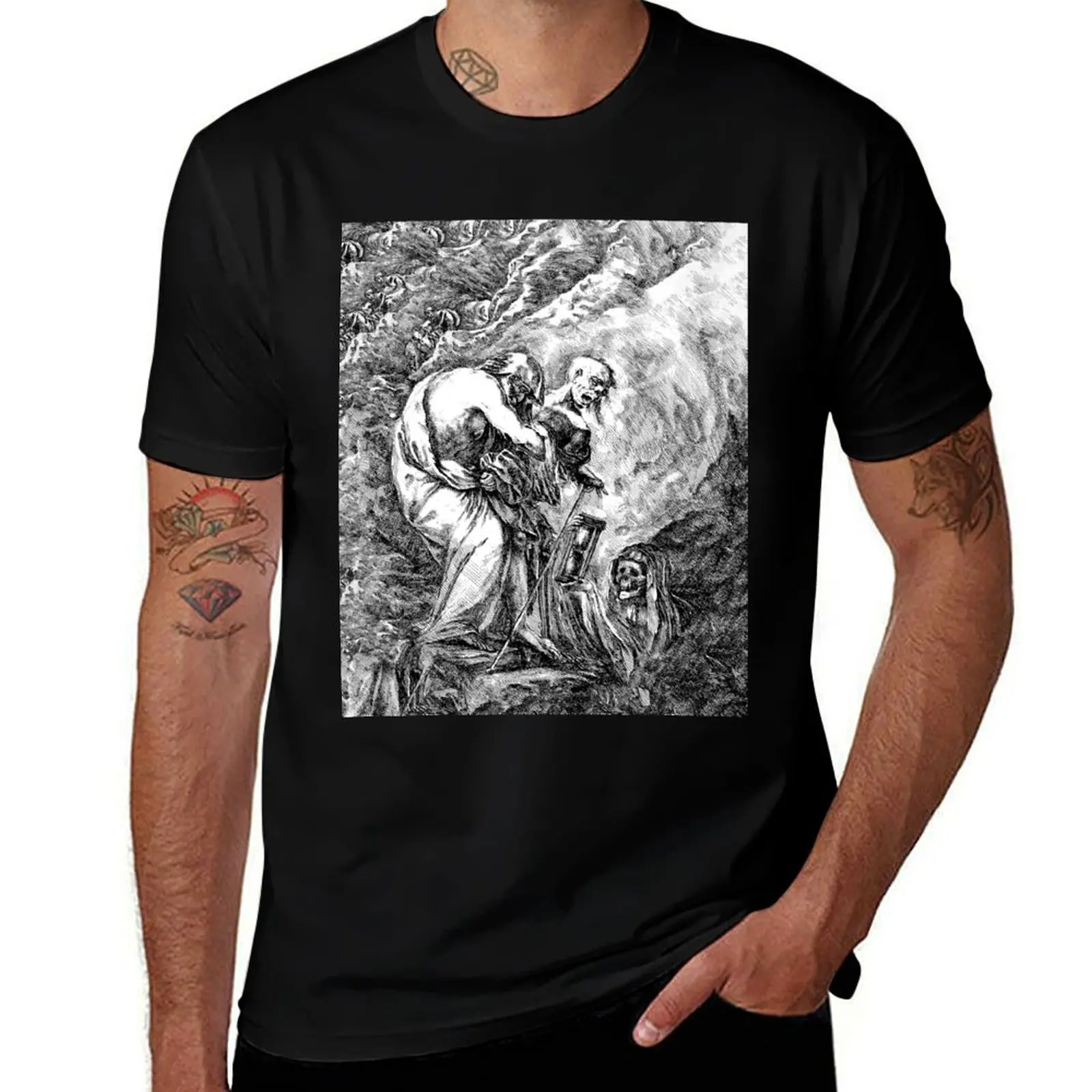 Death with an Old Man, from The Five Deaths - Stefano della Bella T-Shirt t shirts for man pack cotton T-Shirt