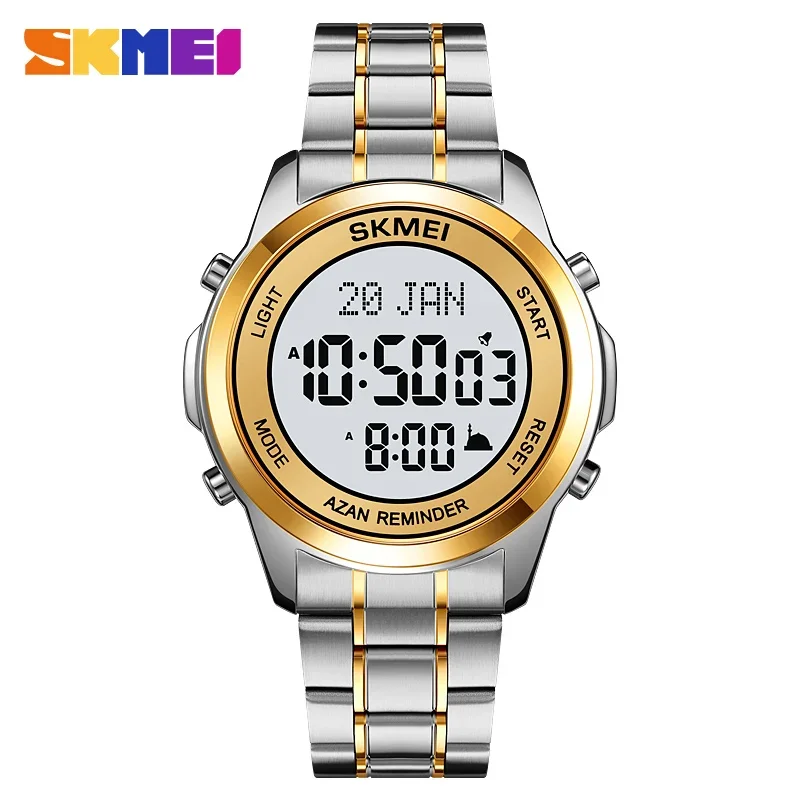 Skmei 2097 Digital Watch for Men Qibla Direction Religious Month Day Hijri Calendar Summer Language Chrono Waterproof Relojes