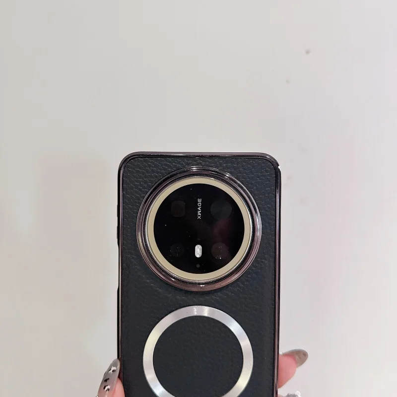 Luxury Leather Texture Magnetic For Magsafe Phone Case For Huawei Pura 80 70 Pro Plus Mate 70 60 Pro Plus Plating Matte Cover