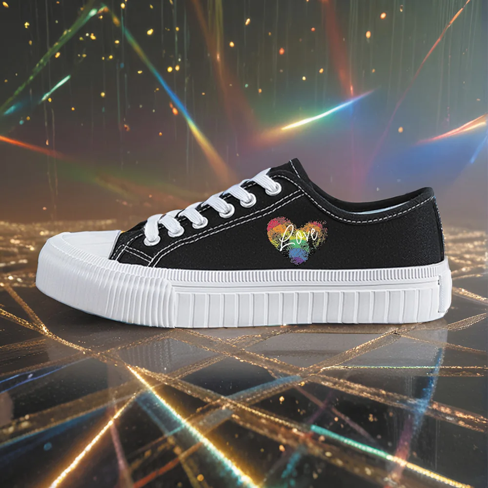 

Women's Sports Shoes, Student Sports Enthusiasts, Spring and Summer Women's Canvas Shoes, Colorfulful Fingerprint Heart High-Top Round Toe Flats Bottom Breathable Vulcanized Shoes, Digital Printing Women's Shoes