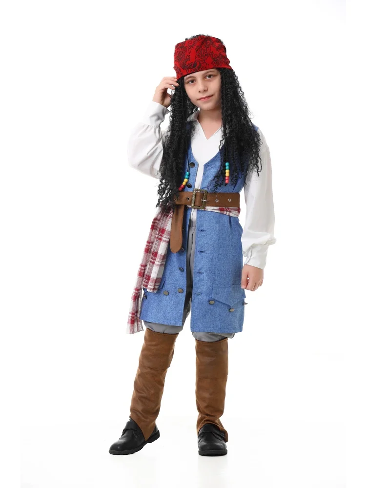 Unisex Retro Piraten-Cosplay-Outfit Blaue Weste Halloween Karneval Familien-Paar Kostüm Bühnenkostüm 2026 – Detail 29