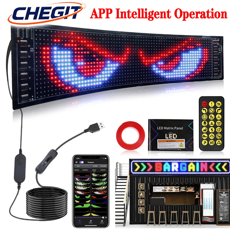 Car LED Sign Bluetooth APP LED Matrix Pixel Panel Night Light DIY Programmable Flexible LED Display For Car Store Hotel Bar