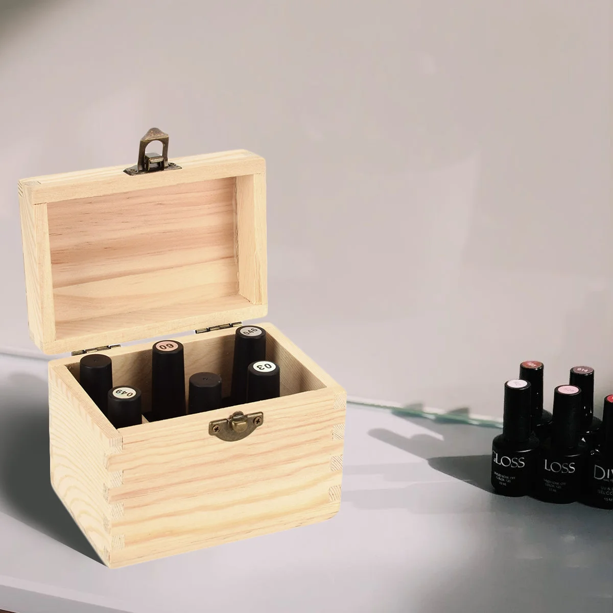 

1Pcs Wooden Essential Oil Storage Box 6 Slots Premium Organizer Travel Bottle Holder Nail Polish Case Aroma Accessories