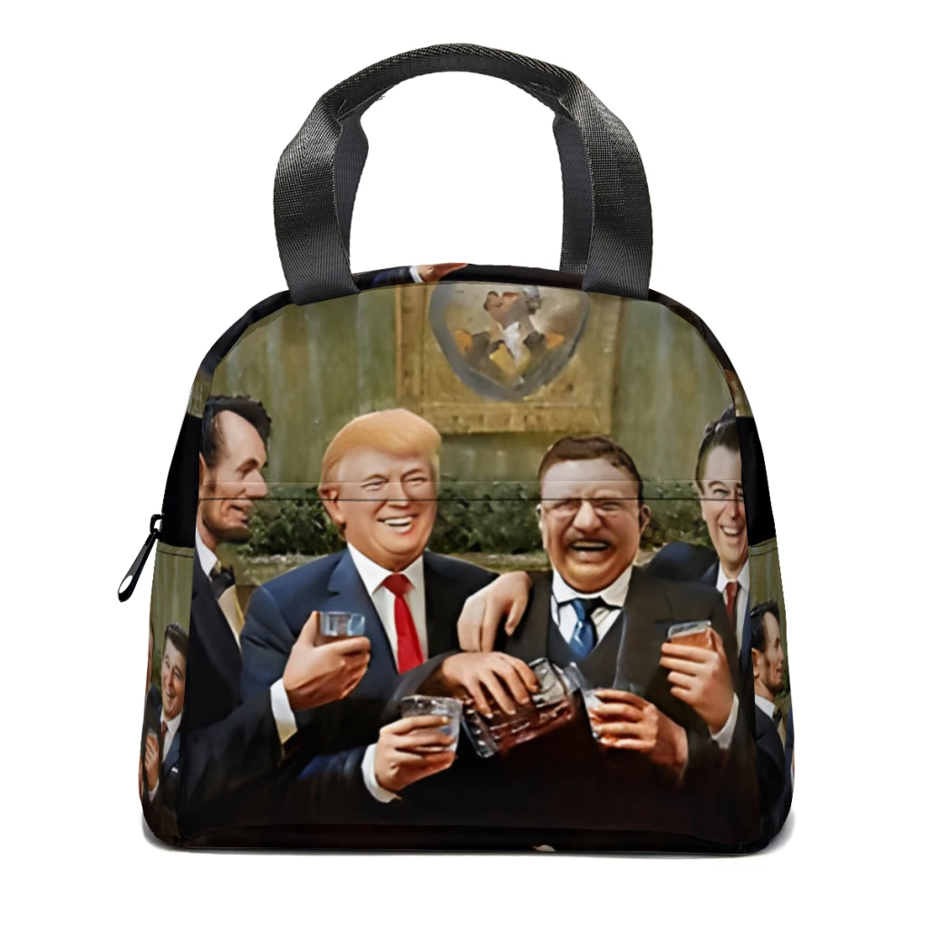 Senior Citizen, Abraham Lincoln, Donal Trump President Make America Great Again Lunch Bag for School Waterproof Picnic