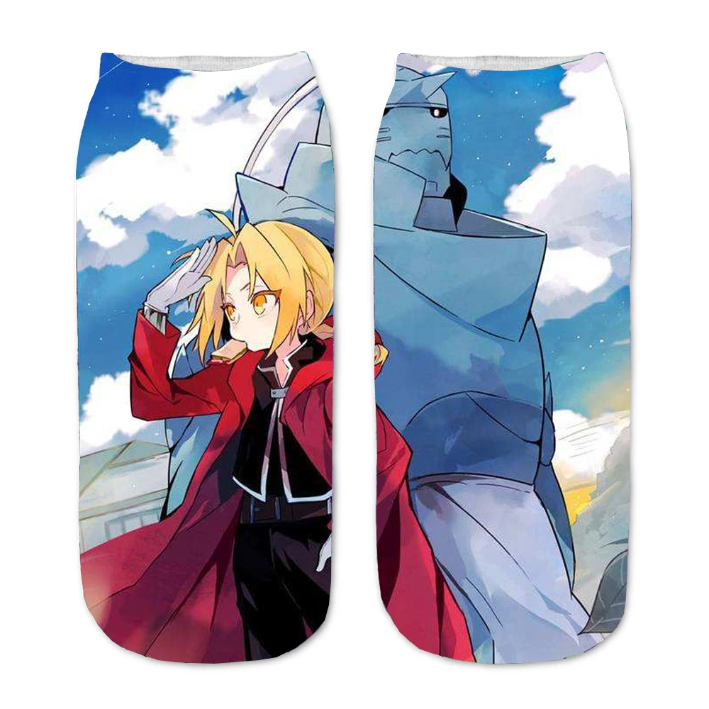 Socks Anime Fullmetal Alchemist 3D Printed Cartoon Straight Socks Men Women Short Sock boys girls Kawaii Party Gift  Ankle Sock