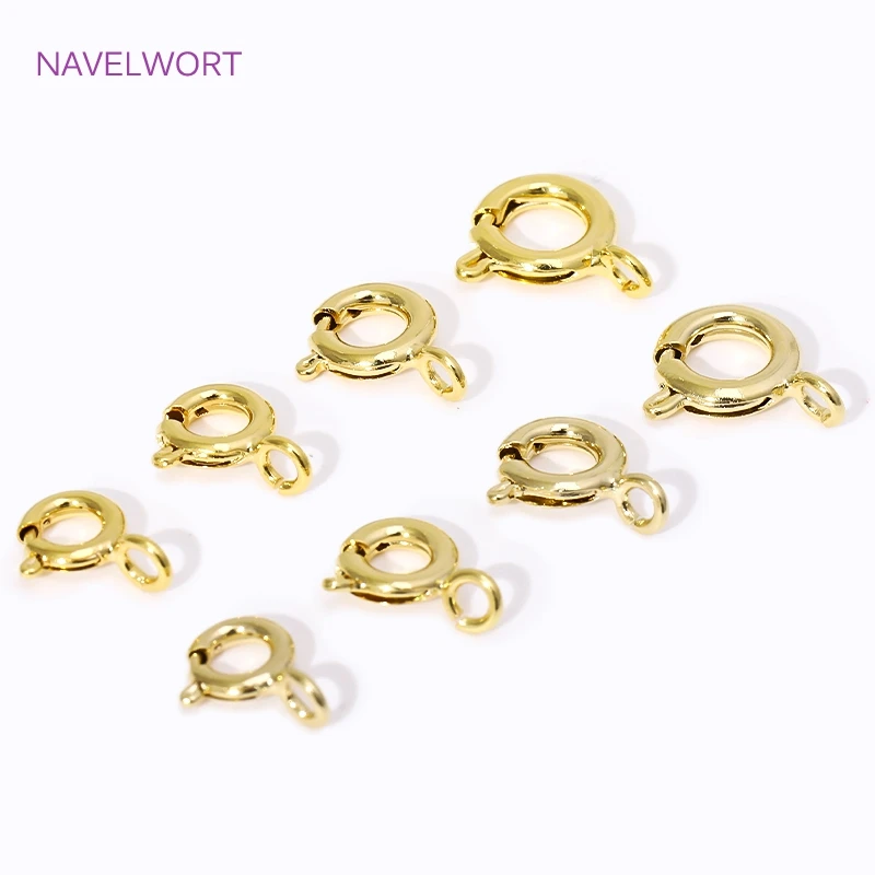 14K/18K Gold Plated Brass Spring Clasps,5/5.5/6/7mm Round Spring Clasps Connector,Clasps For Bracelets ,DIY Jewelry Accessories - Image 2