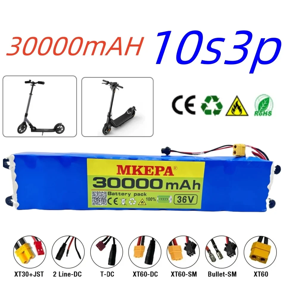 Mkepa 10S3P 36V 30000mAh 36v Electric Scooter Battery Pack 18650 Lithium M365 Electric Scooter 36v Battery Scooter