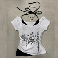 Y2K Rock Goth Tank Top soft Aesthetics Cotton Spaghetti Strap Crop Top Streetwear Casual E-girl Sleeveless Vest Summer women Top