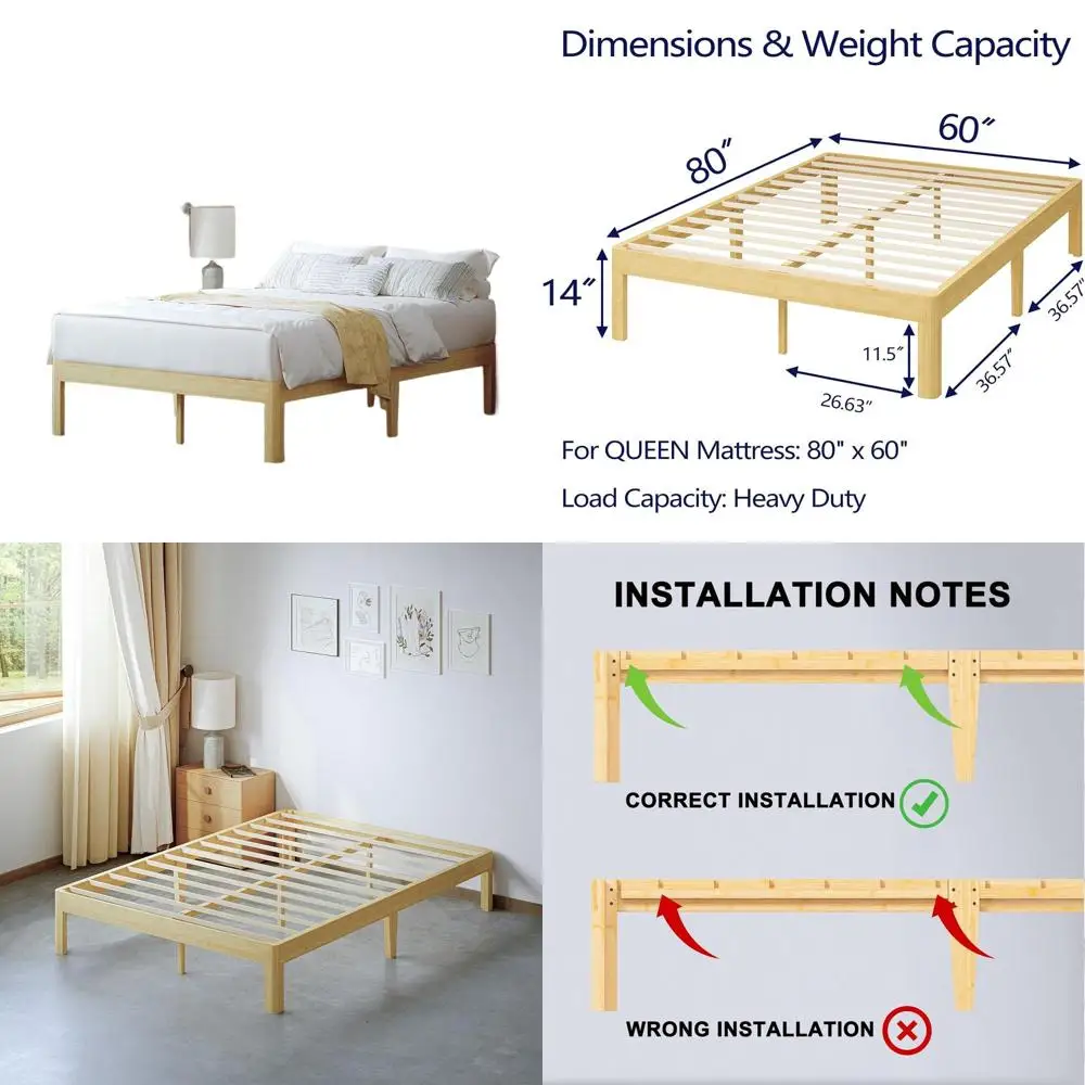 14 Inch Queen Platform Bed with Metal Slats, No Box Spring Needed, Easy Assembly, Sturdy and Noise-Free