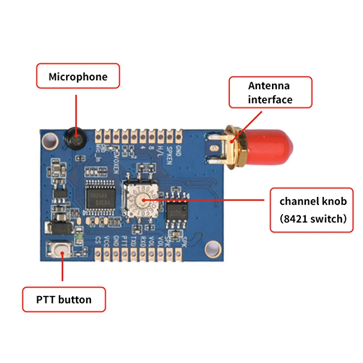 Radios-SA828 vhf組み込みトランシーバーモジュール、オールインワン周波数、134mhz-174mhz、1w、3-5km