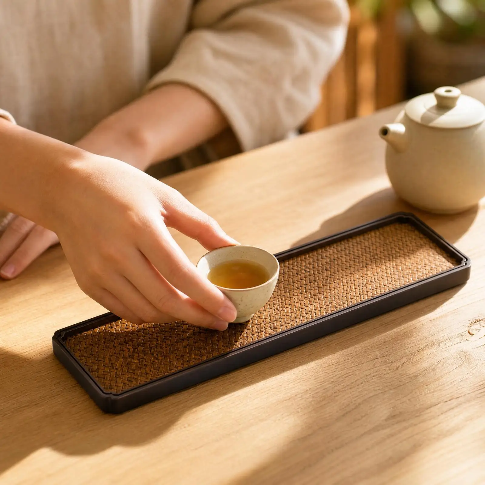 Rectangular Bamboo Tray with Raised Border Bamboo Bamboo Tray for Home Refreshment Corner, Beverage Service, Entertaining