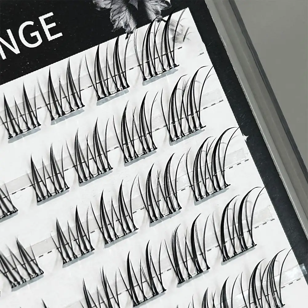 Auto-adesivo diy cílios postiços clusters cola livre falso cils olho de raposa natural macio alado coreano cílios falsos maquiagem fácil usar ﻿