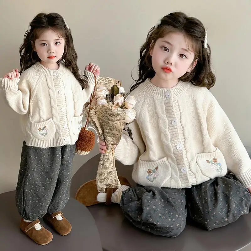 

Girl Sweater Pants Two-Piece Set Spring Autumn Tops Coat Sweatpants Student Child Kawaii Fashion New Casual Clothing Homewear