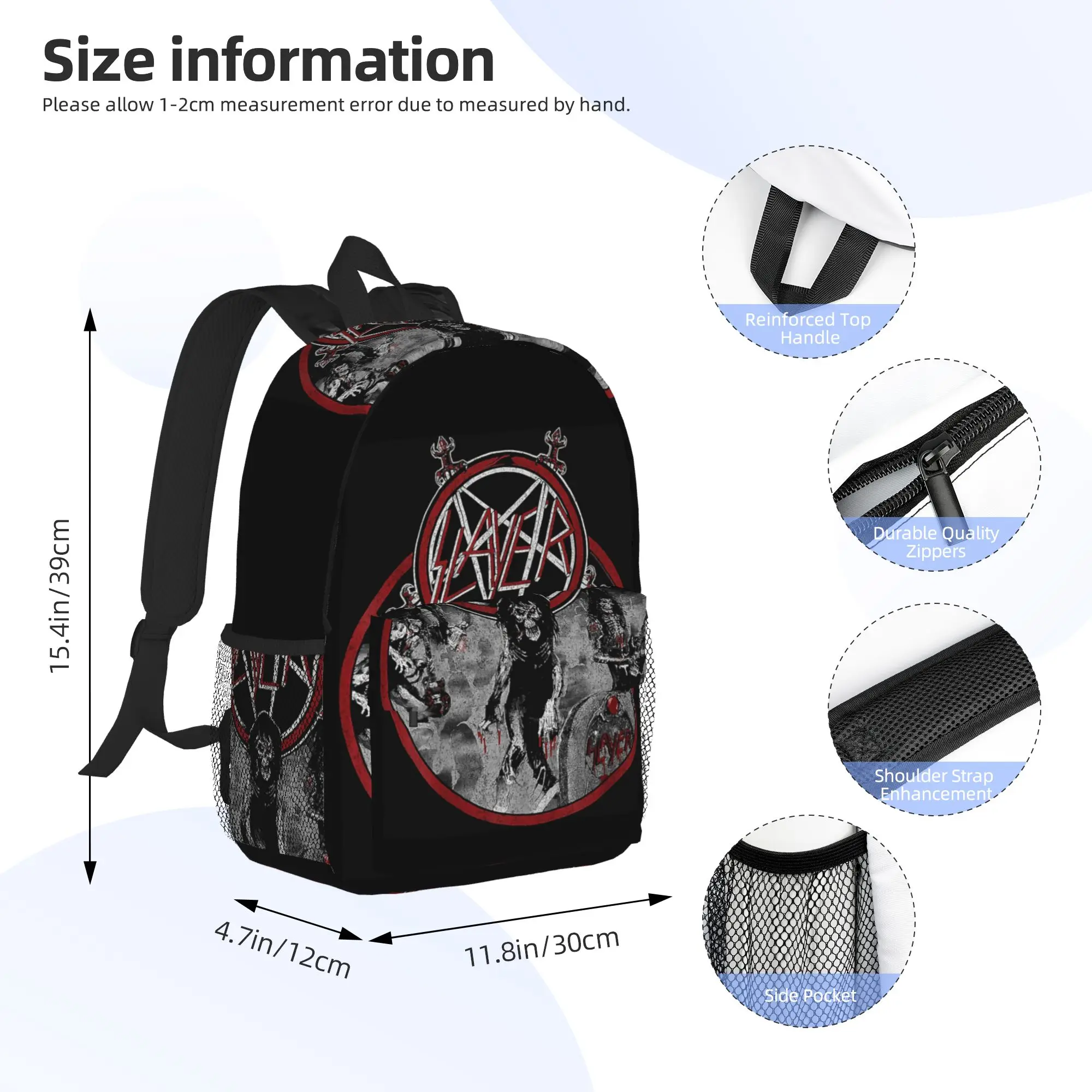 Heavy Metal Rock Slayer Live Undead Backpack Hot Sale Daypack Boys Girls BookBag Shoulder Bags for Men Women School Bag