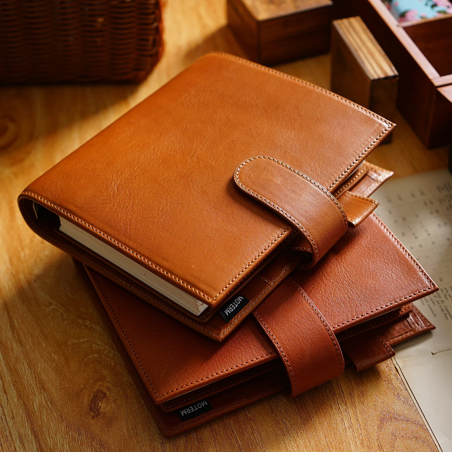 Moterm Full Grain Vegetable Tanned Leather Personal Wide Size Luxe 2.0 Rings Planner Notebook Agenda Organizer Diary Journal