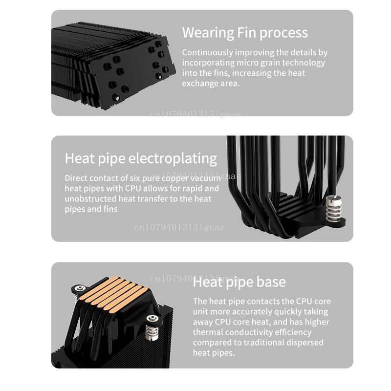 مبرد هواء وحدة المعالجة المركزية ARGB - مروحة مزدوجة 120 مم مع 6 أنابيب حرارية (4-Pin PWM + 5V 3-Pin، متوافق مع LGA2011/1200/1700/115X/AM4)