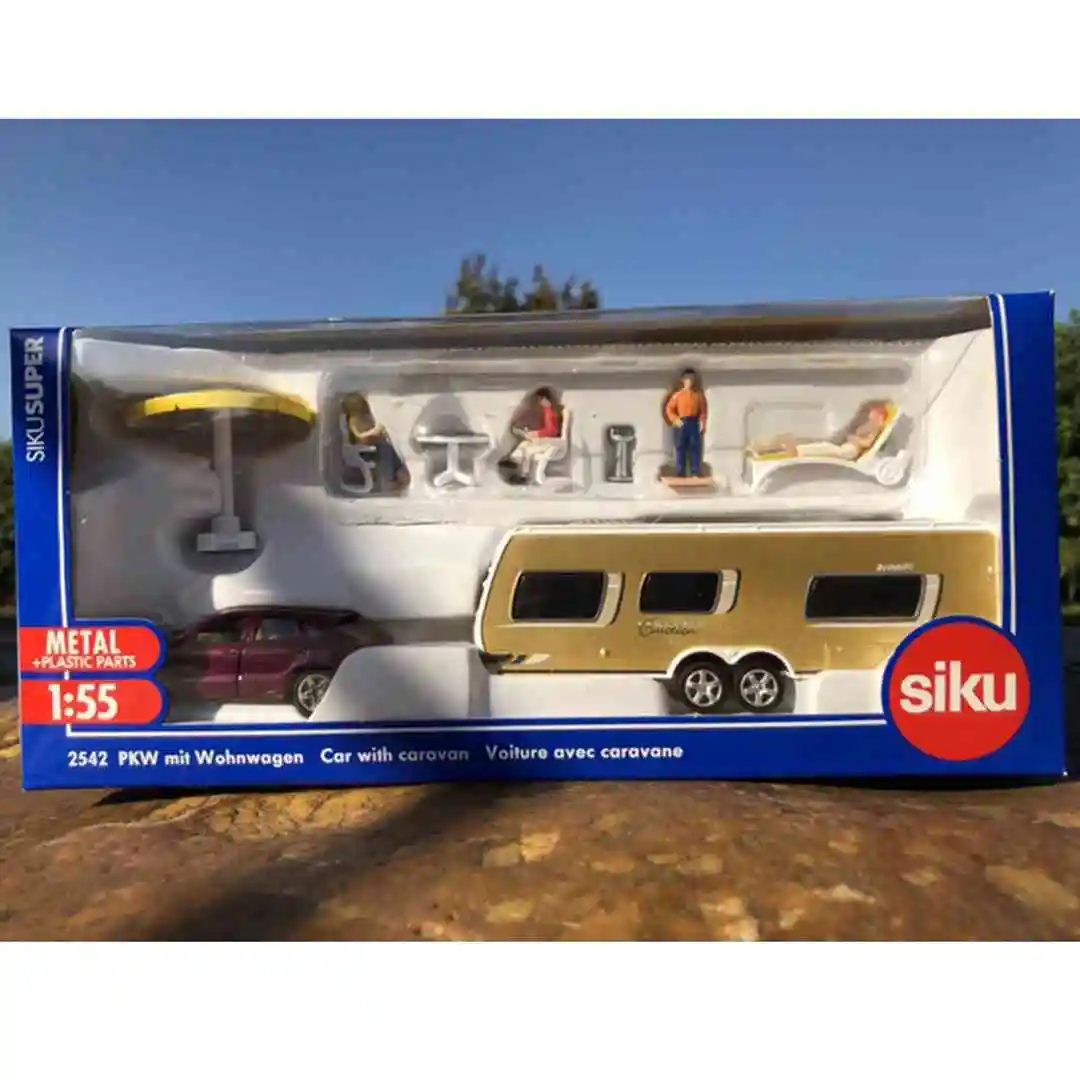 1/55 Siku Super 2542 PKW mit Wohnwagen Car With Caravan Voiture avec Caravane Diecast Toys Models Collection Gifts