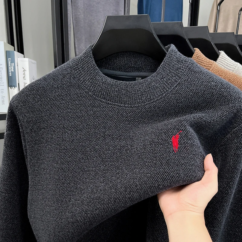 Jersey nuevo de diseñador de alta gama para hombre jersey de punto grueso y cálido de felpa de lujo con bordado Paul clásico de marca a la moda y cuello redondo para invierno