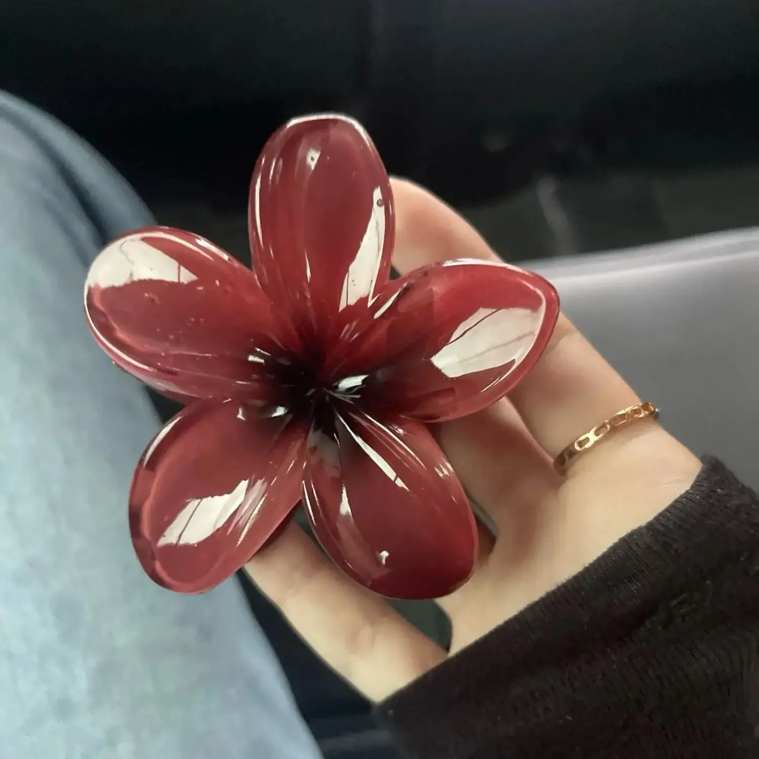 Flower Shark Claw Trendy Hair Clip Wedding Hair Accessories Ponytail Gradient Frangipani Hairpin Cute Vacation Prom Hair Jewelry