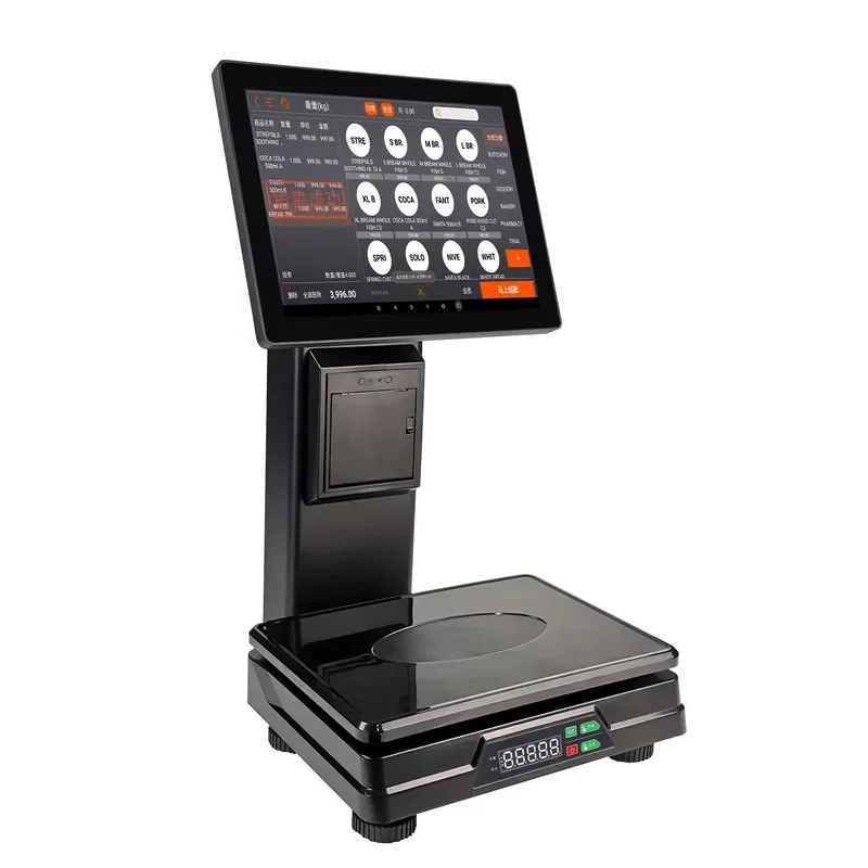 Heavy Duty Platform Digital Electronic Price Weighing POS Scale with Supermarket Printer Barcode Label