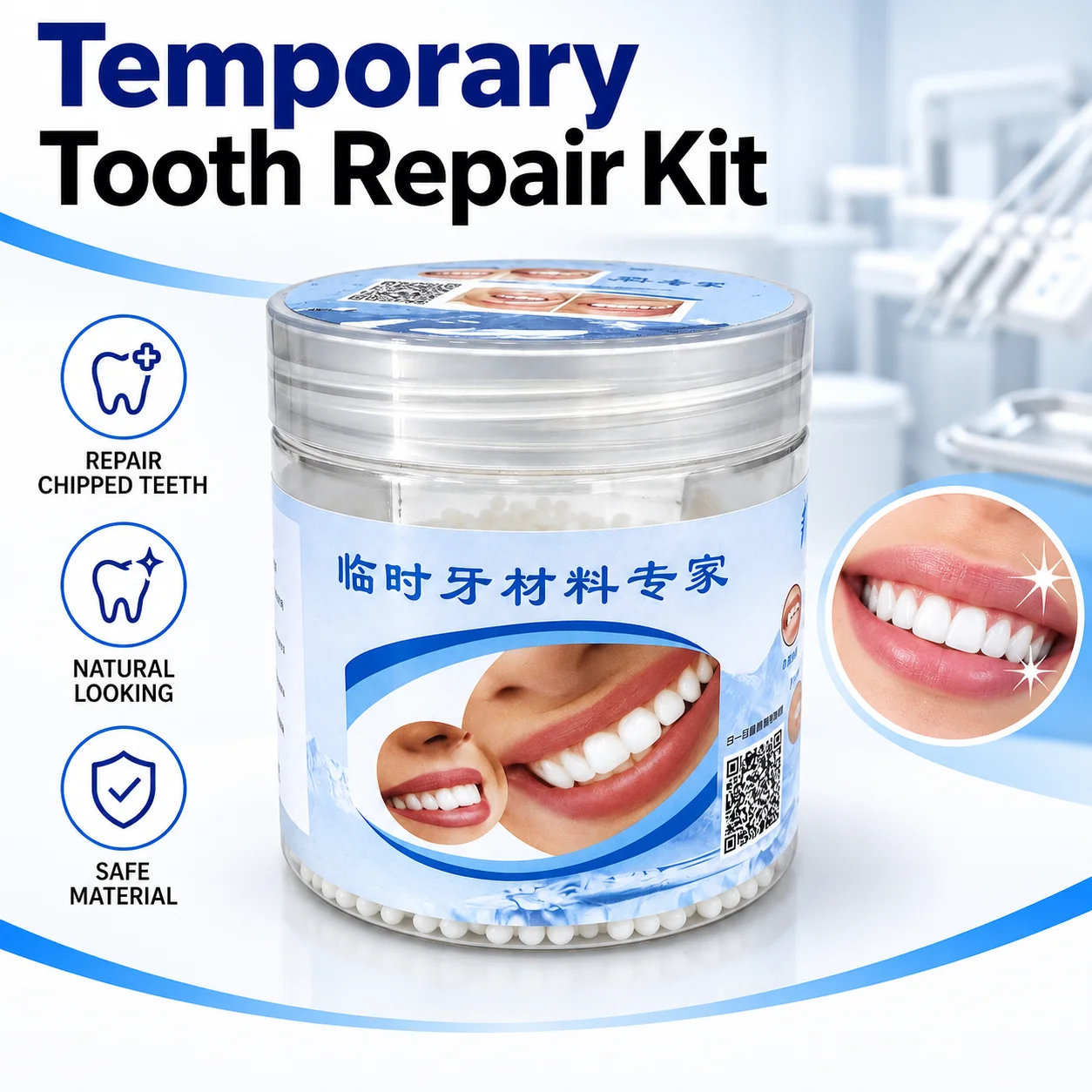 Temporary Tooth Repair Beads Thermal Moldable DIY Cosmetic Tooth Gap Filler for Missing Teeth Home Use