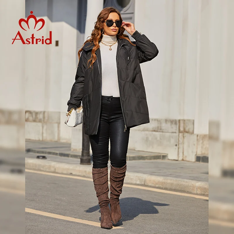 Astrid – Parkas de printemps pour femmes, manteaux rembourrés, grande taille, veste à capuche, en laine, Textile, couture, vêtements d'extérieur, matelassé, AM-2022, 10122