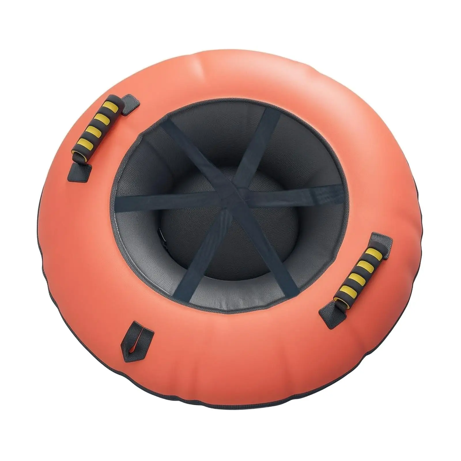 Round Inflatable Sled for Snow Tubing with Foldable PVC Design Comfortable Center Seat and Carry Handles for Winter Outdoor