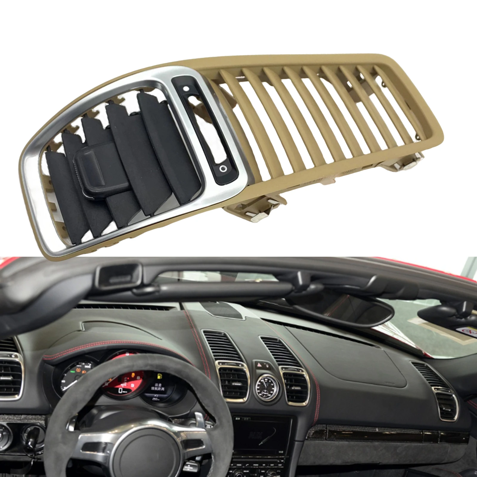 

For Porsche Boxster Cayman 981 2012-2016 Front Dashboard Air Vent Outlet Grille Dash Panel A/C Conditioning Frame Grill Cover