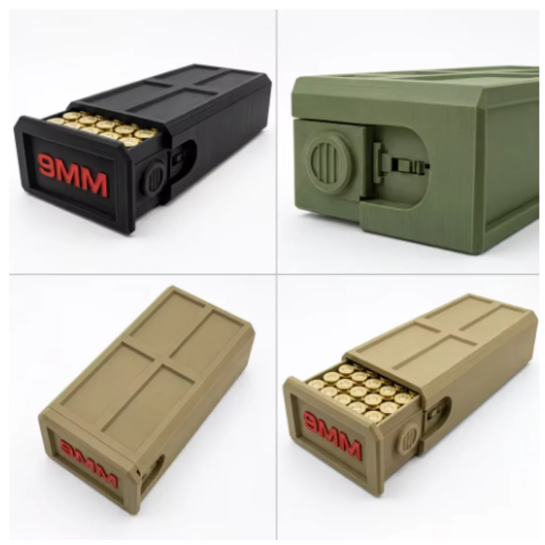 9mm Tactical Ammo Storage Box Sliding Drawer Bullet Organizer Box Portable Outdoor Ammo Box desktop Tool 3D Printed